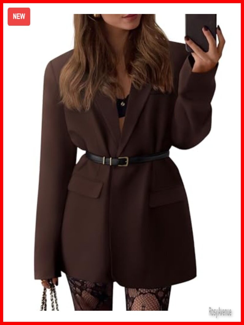 Oversized Open Front Blazer Notched Lapel One Button Business Casual